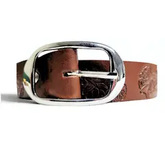 LEMANT'S - Correa - Cinturón de Cuero Tabú con Grabado Floral para Dama