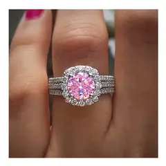 LA TIENDA 88 JOYAS Y ACCESORIOS - La Tienda 88 - Anillo De Luxe con Cristales Mujer Bañado en Oro - Rosa