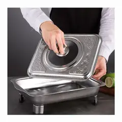 GENERICO - Bandeja para Buffet Con Tapa de Acero Inoxidable Con Patas