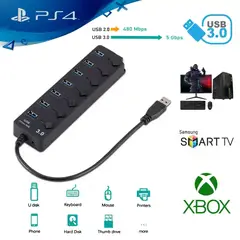 GENERICO - Hub usb 3.0 de 7 puertos con interruptor individual 5gbps