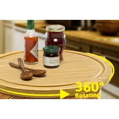 GENERICO - BANDEJA GIRATORIA DE BAMBÚ 24 CM TABLA GIRATORIA 360° PARA COCINA MESA