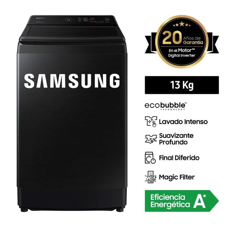 Lavadora EcoBubble 13KG Negra WA13CG5441BVPE