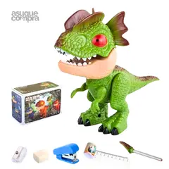 GENERICO - Dino Verde 5 en 1 con Útiles Escolares para Niños