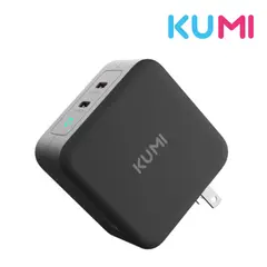KUMI - Cargador De Pared 100W GaN100W Con Doble Conector Tipo-C Negro