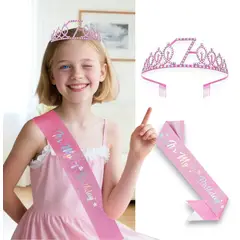 GENERICO - CORONA PARA NIÑA DE CUMPLEAÑOS - CORONA + BANDA ( 7 AÑOS )
