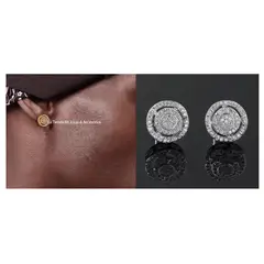 LA TIENDA 88 JOYAS Y ACCESORIOS - La Tienda 88 - Aretes Unisex Hombre Hip Hop Circular - Blanco