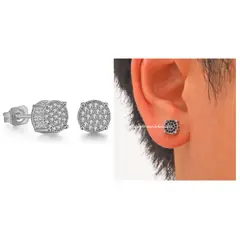 LA TIENDA 88 JOYAS Y ACCESORIOS - La Tienda 88 - Aretes Unisex Hombre Hip Hop Circular - Blanco