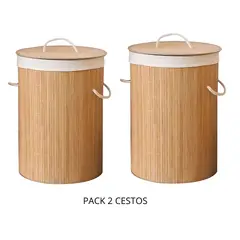 GENERICO - 2 CESTAS TACHO ROPA SUCIA ORGANIZADOR DE BAMBÚ