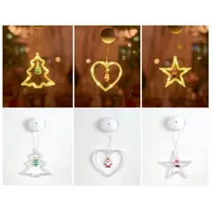 GENERICO - LUCES COLGANTES NAVIDEÑA PARA VENTANA X3 UNIDADES