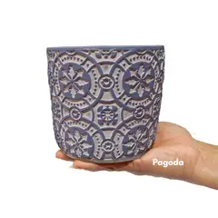 GENERICO - Maceta de Cemento Estilo Vintage Textura Flor 15cm Sin Orificio de Drenaje