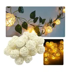 GENERICO - Guirnalda de Luces LED 1.85 m con Bolas Nido y Hojas Verdes Artificiales