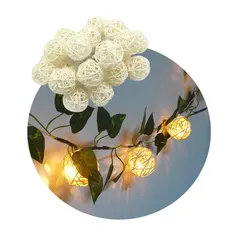 GENERICO - Luces LED Decorativas con Bolas Nido y Hojas Artificiales Ideal para Fiestas y Hogar