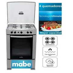 MABE - Cocina a Gas CMP6012AG0 de Pie 4 Quemadores Grafito