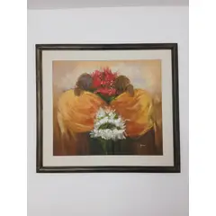 GENERICO - Cuadro “Esencia Floral” – Óleo sobre Lienzo con Marco de Madera – 92 cm x 100 cm