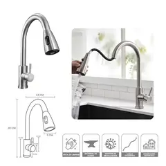 IMPORTADO MC - Grifería Monocontrol Extensible Plata para Cocina