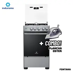 INDURAMA - COCINA DE PIE A GAS 4 HORNILLAS - FONTANA + PLANCHA OSTER