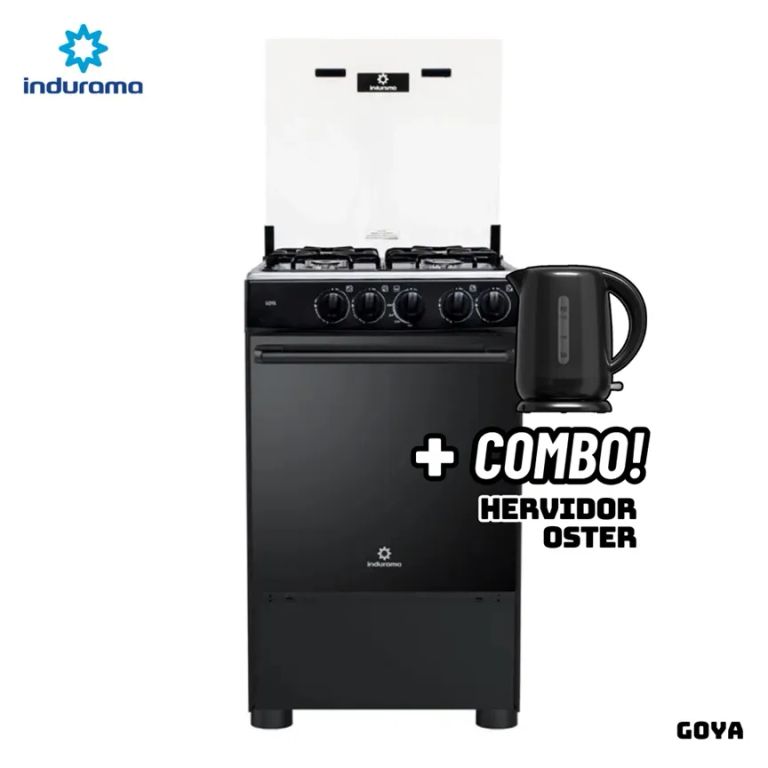 COCINA DE PIE A GAS 4 HORNILLAS - GOYA + HERVIDOR OSTER NEGRO