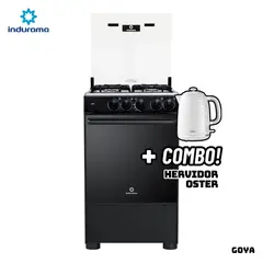 INDURAMA - COCINA DE PIE A GAS 4 HORNILLAS - GOYA + HERVIDOR OSTER BLANCO