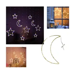 GENERICO - Cascada de Luces LED con Lunas y Estrellas Cable Alambrado Decorativo