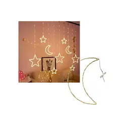GENERICO - Luces LED Tipo Cascada con Figuras de Lunas y Estrellas Cable Alambrado