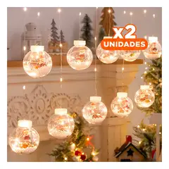 RYBIU IMPORT - Pack2 Cortina de Luces con Muneco y Esfera Amarillo para Sala Comedor Y+Regalo Sticker