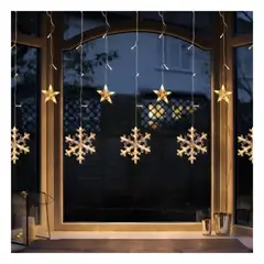 RYBIU IMPORT - Cortina de Luces Decorativas con Estrella Pequena y Copo de Nieve Grande Y+Ligas Regalo