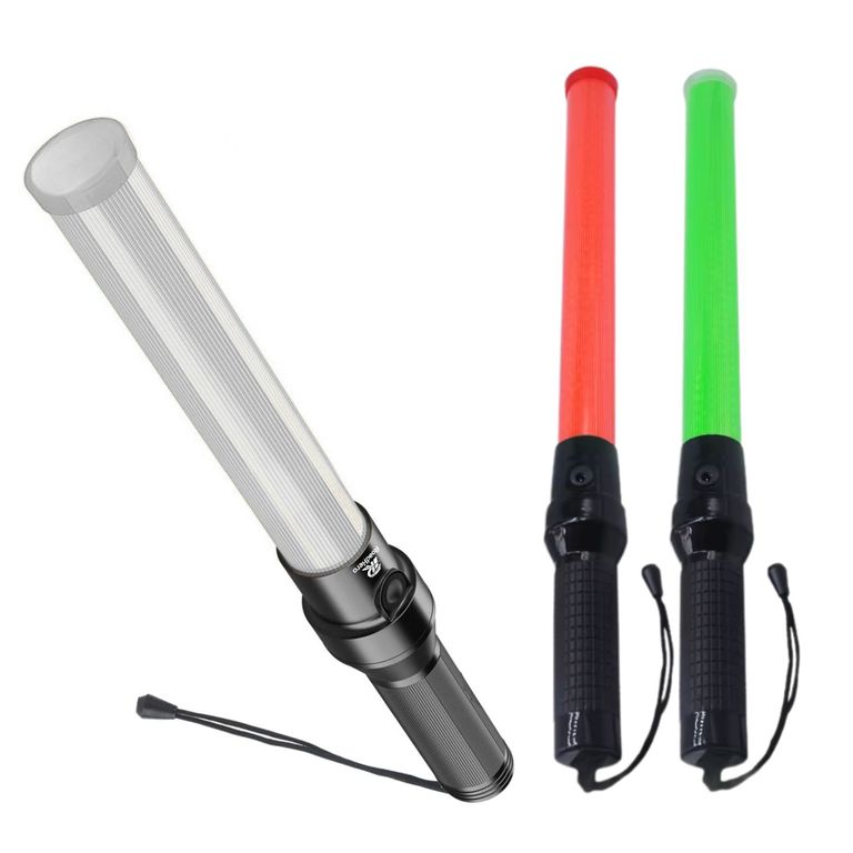 Bastón de Tránsito LED Recargable Impermeable 4 Modos Luz Roja Verde