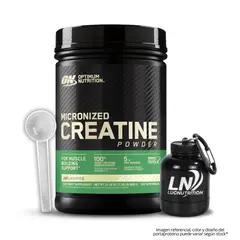OPTIMUN NUTRITION - Creatina Optimum Nutrition 600 g - Creatina Monohidratada ON + Scoop + Portaproteina