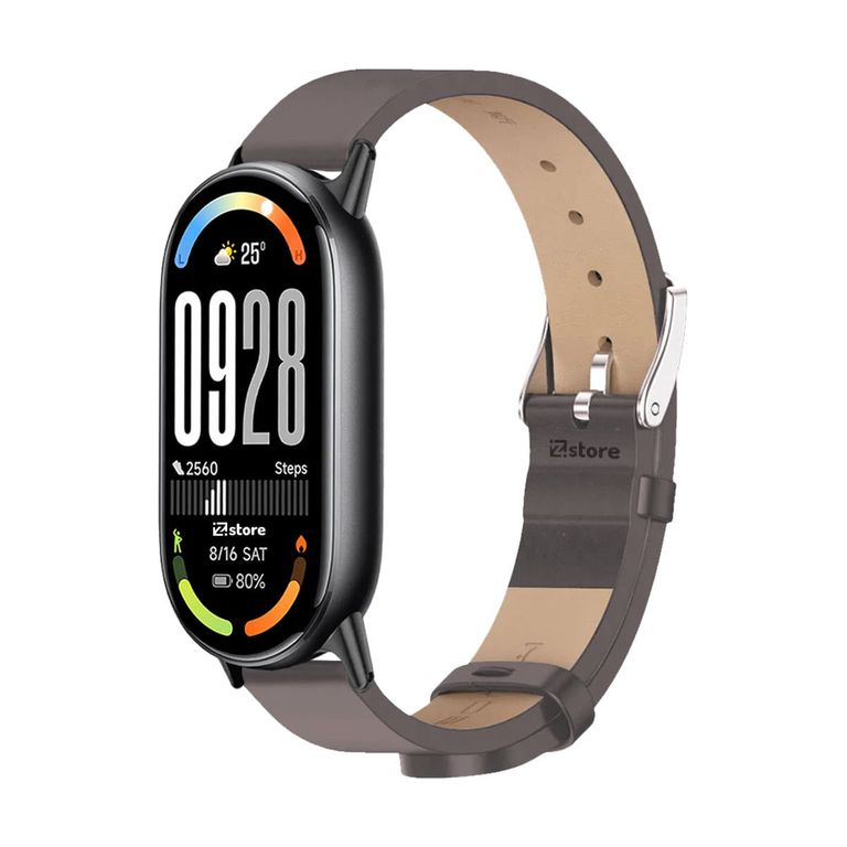 Correa de Cuero Para Xiaomi Mi Band 10 Gris