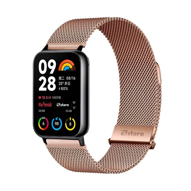 Correa de Metal Para Xiaomi Smartband 8 Pro Tipo Malla Magnética Gold Rose Black