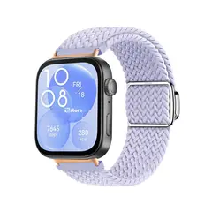 GENERICO - Correa de Nylon para Huawei Watch Fit 3 Broche Magnético Lila Gold Rose