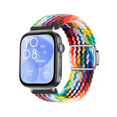 GENERICO - Correa de Nylon para Huawei Watch Fit 3 Broche Magnético Multicolor Negro Silver