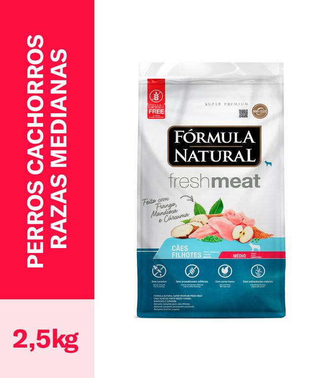COMIDA PARA PERRO CACHORRO FORMULA NATURAL RAZA MEDIANA 2.5 