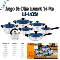 LUISSANT - Juego de ollas Luisant Azul LU-1405A