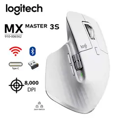 LOGITECH - MX Master 3S Mouse Inalámbrico y Bluetooth 8K USB-C - Blanco