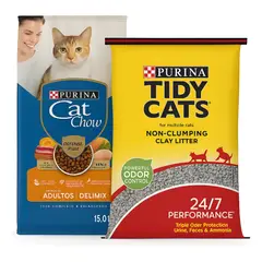 CAT CHOW - Delimix 15 Kg Alimento Para Gato Adulto + Arena 4kg