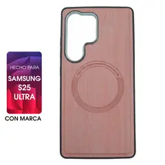 ASIA IMPORT - Case Cuerina Con Diseño Madera Para Samsung S25 Ultra Con Marca