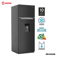 MIRAY - REFRIGERADORA EUROFRIO 211 L CON DISP DE AGUA PLATEADO - RM-211HD