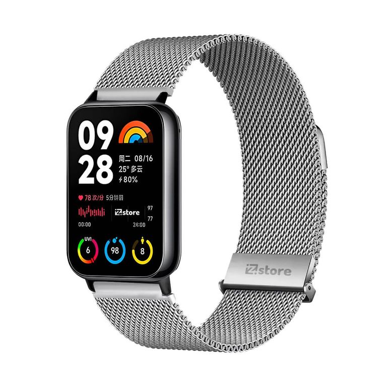 Correa de Metal Para Xiaomi Smartband 8 Pro Tipo Malla Magnética Silver Black