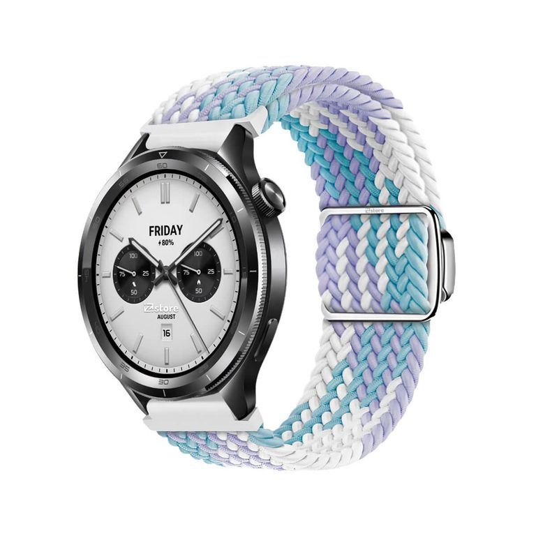 Correa de Nylon Para Xiaomi Watch S3-S4 Broche Magnético Tricolor Lila