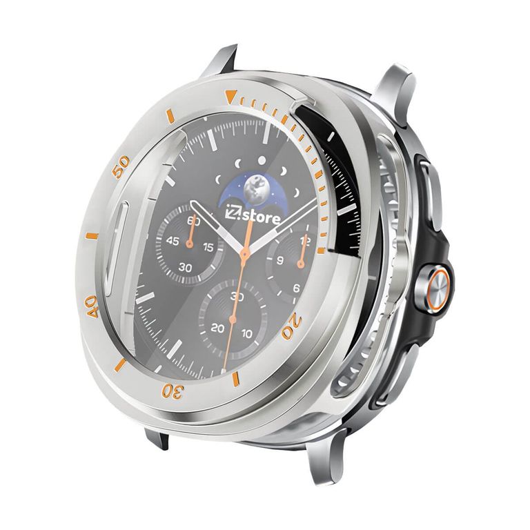 Case con Protector Para Samsung Galaxy Watch 8 Classic 46mm Silver