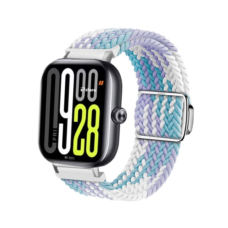 Correa de Nylon para Redmi Watch 5 Broche Magnético Tricolor Lila Silver