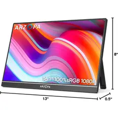 GENERICO - MONITOR ARZOPA 16 IPS 1080P Full HD ideal oficina viajes ULTRALIGERO