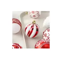 GENERICO - SET DE BOLAS DE NAVIDAD DE COLOR ROJO Y BLANCO 10 CM PREMIUM