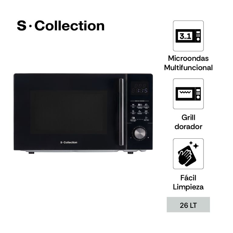 Horno Microondas S-Collection 3 en 1 Grill Black 26L
