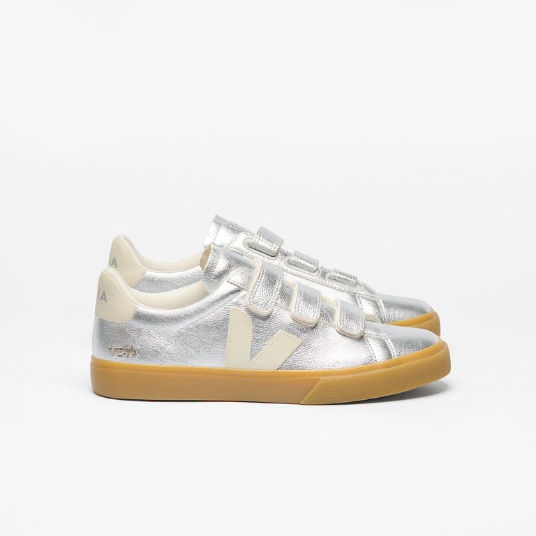 Zapatillas de mujer recife logo leather Plateado
