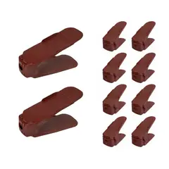 GENERICO - Set Completo x 10 Organizadores De Zapatos De Doble Nivel Regulable - Marrón