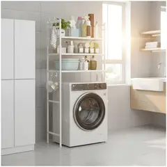 GENERICO - Estante Organizador Multiusos para Lavadora Baño 3 Niveles 160x72x25cm Blanco