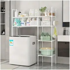 GENERICO - Estante Organizador Multiusos para Lavadora Baño 2 Niveles 2 Cuerpos 138x106x25cm Blanco
