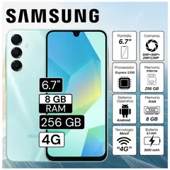 SAMSUNG - Celular Galaxy A16 4G 8GB RAM 256GB Cámara Principal 50MP + 13MP frontal 6.7" Pulg - Verde